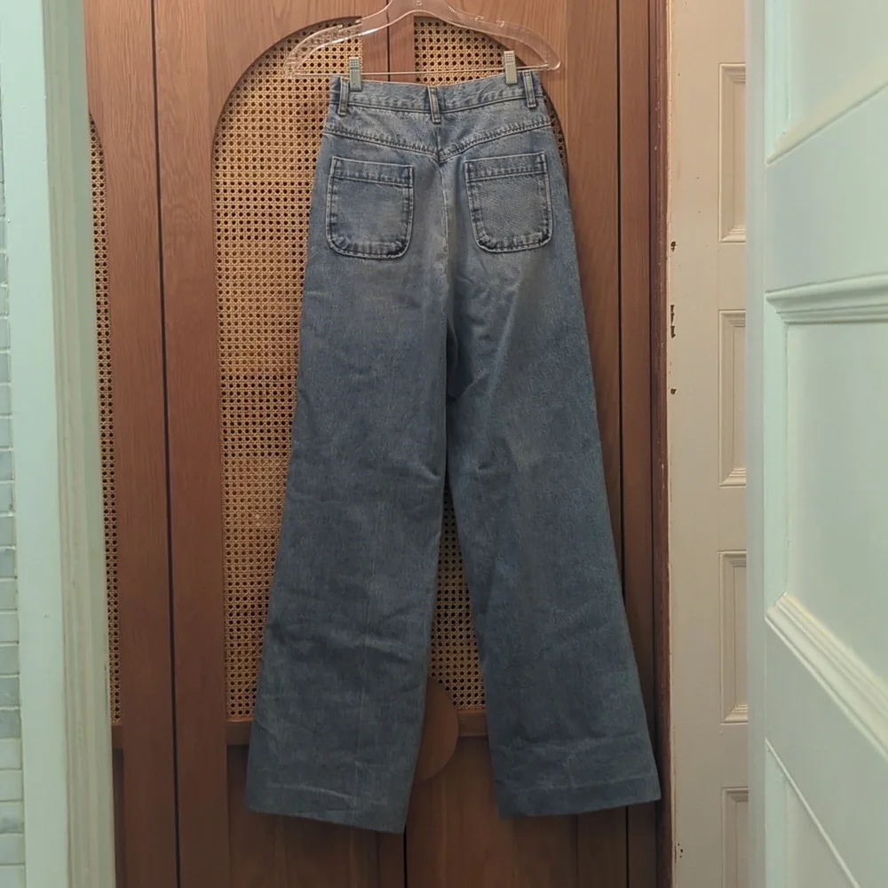 NWT Sandro Wide Leg Jean (Oslo Jean) Sz 34 - XS | Light Wash Denim - Picture 3 of 9